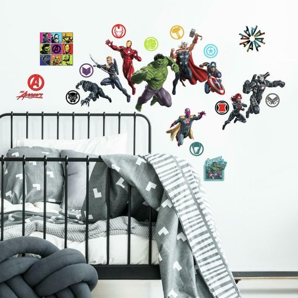 Classic Avengers Peel Stick Wall Decals 26 Stickers Room Decor Art Hulk Iron Man - Picture 1 of 2